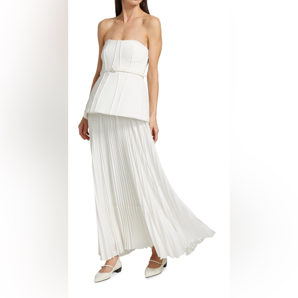 Jonathan Simkhai White Pleated Maxi Skirt